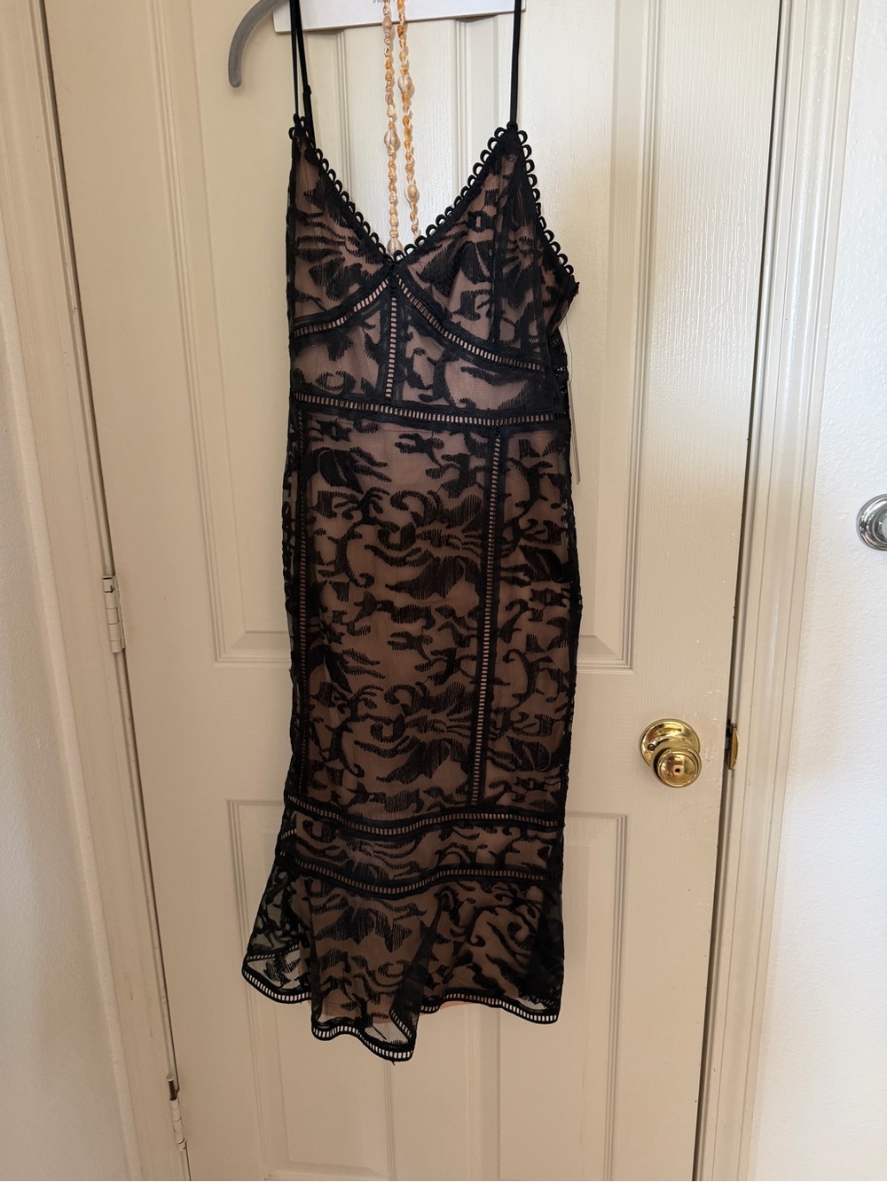 Lulu's Black Sheer Lace Slip Dress